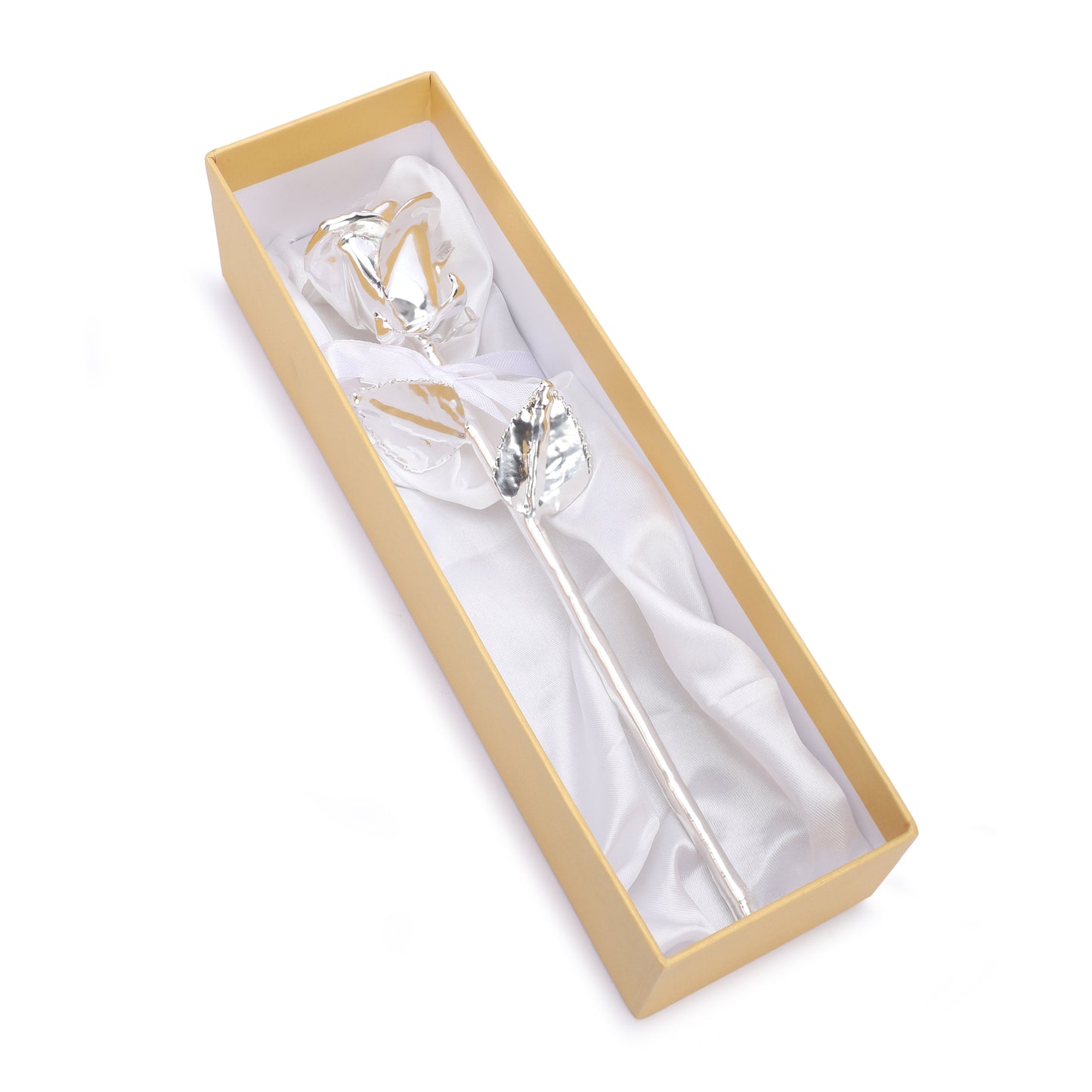 10 Inch Grace Pure Silver dipped rose