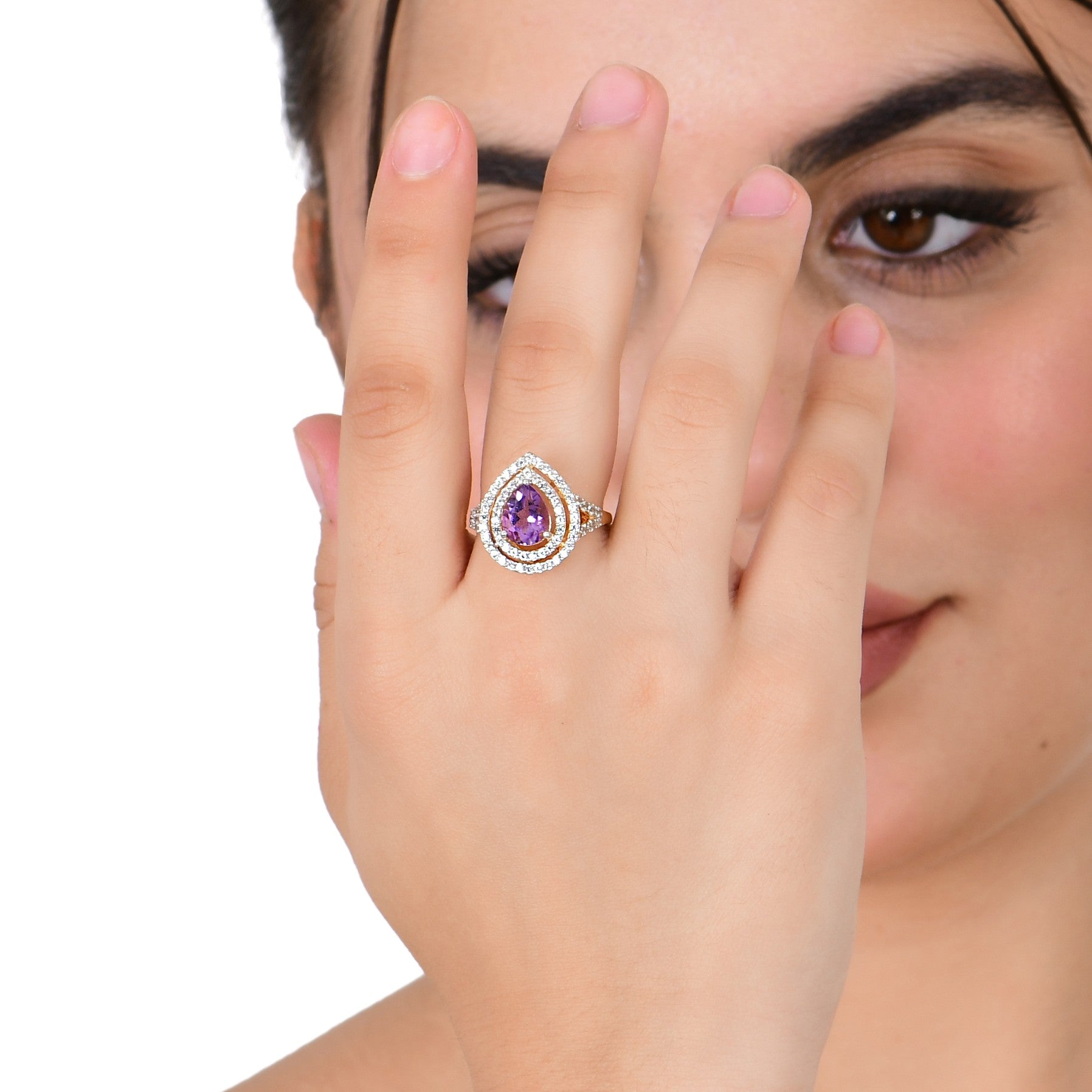 Vintage Amethyst Drop Ring