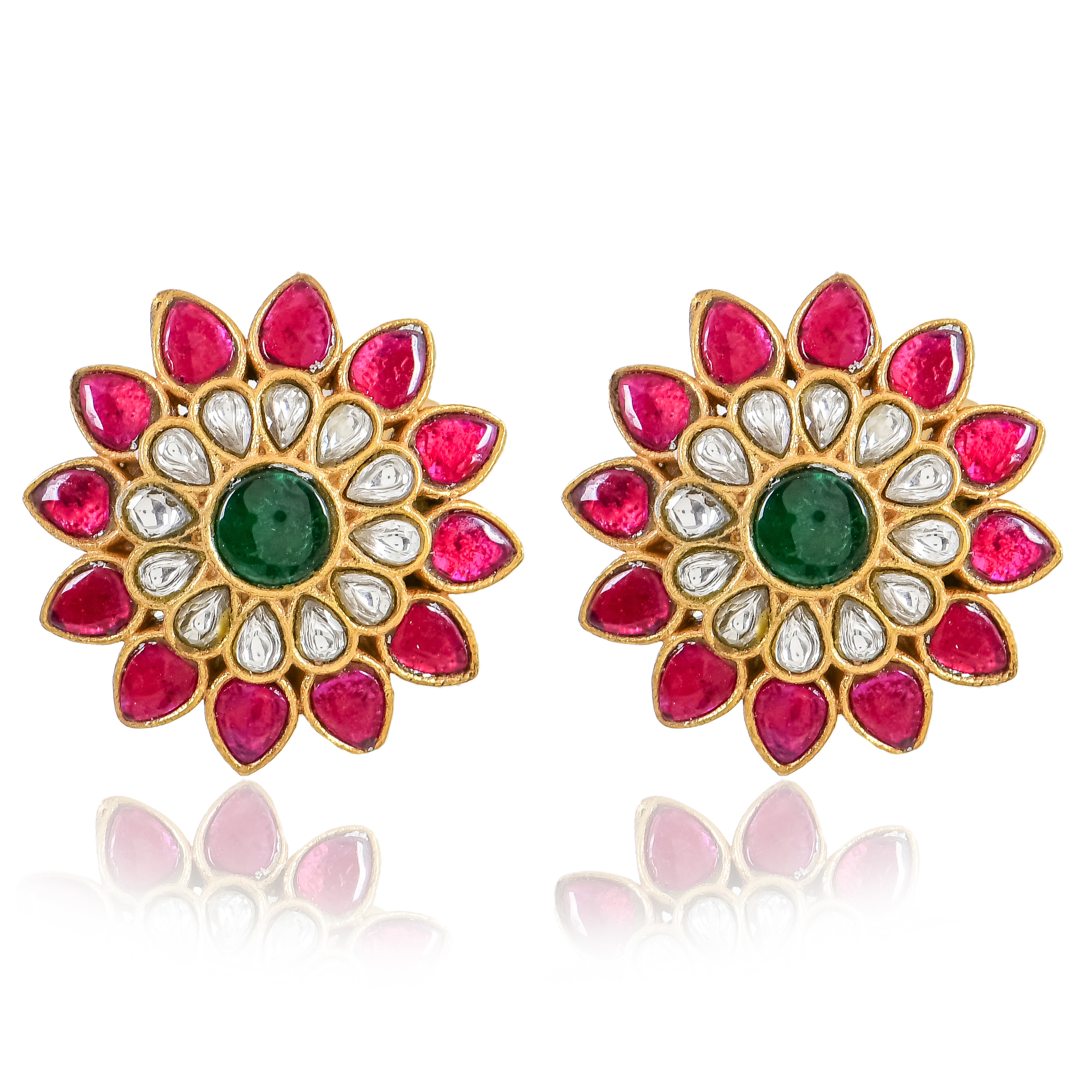 Pink Bloom Kundan Earrings