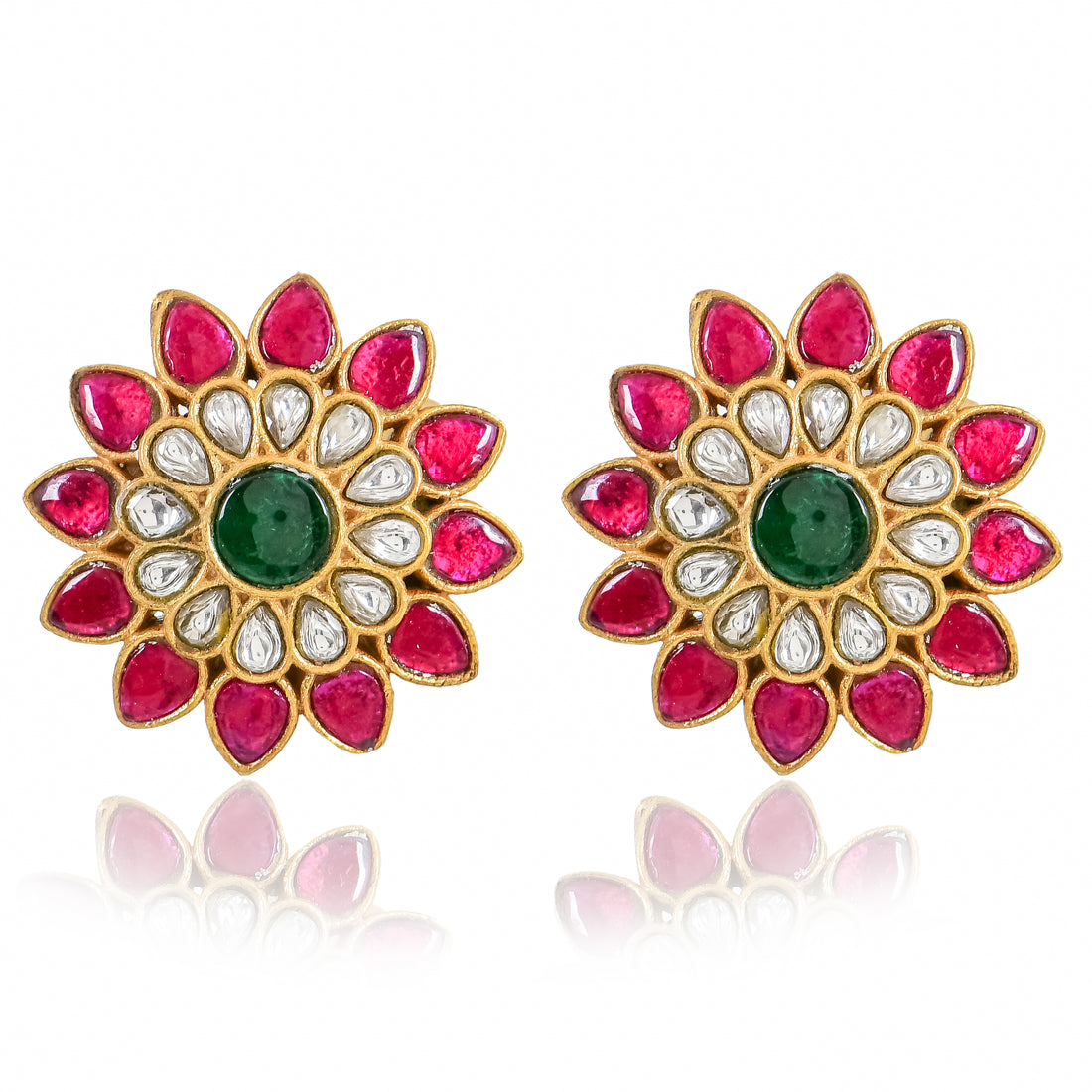 Pink Bloom Kundan Earrings