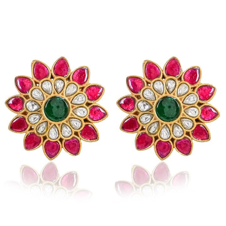 Pink Bloom Kundan Earrings