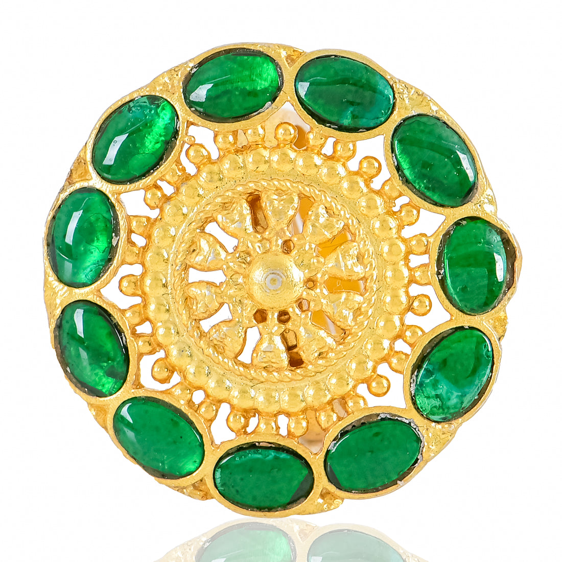 Emerald Glow Adjustable Ring