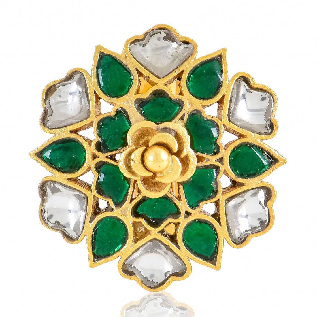 Emerald Petal Adjustable Ring