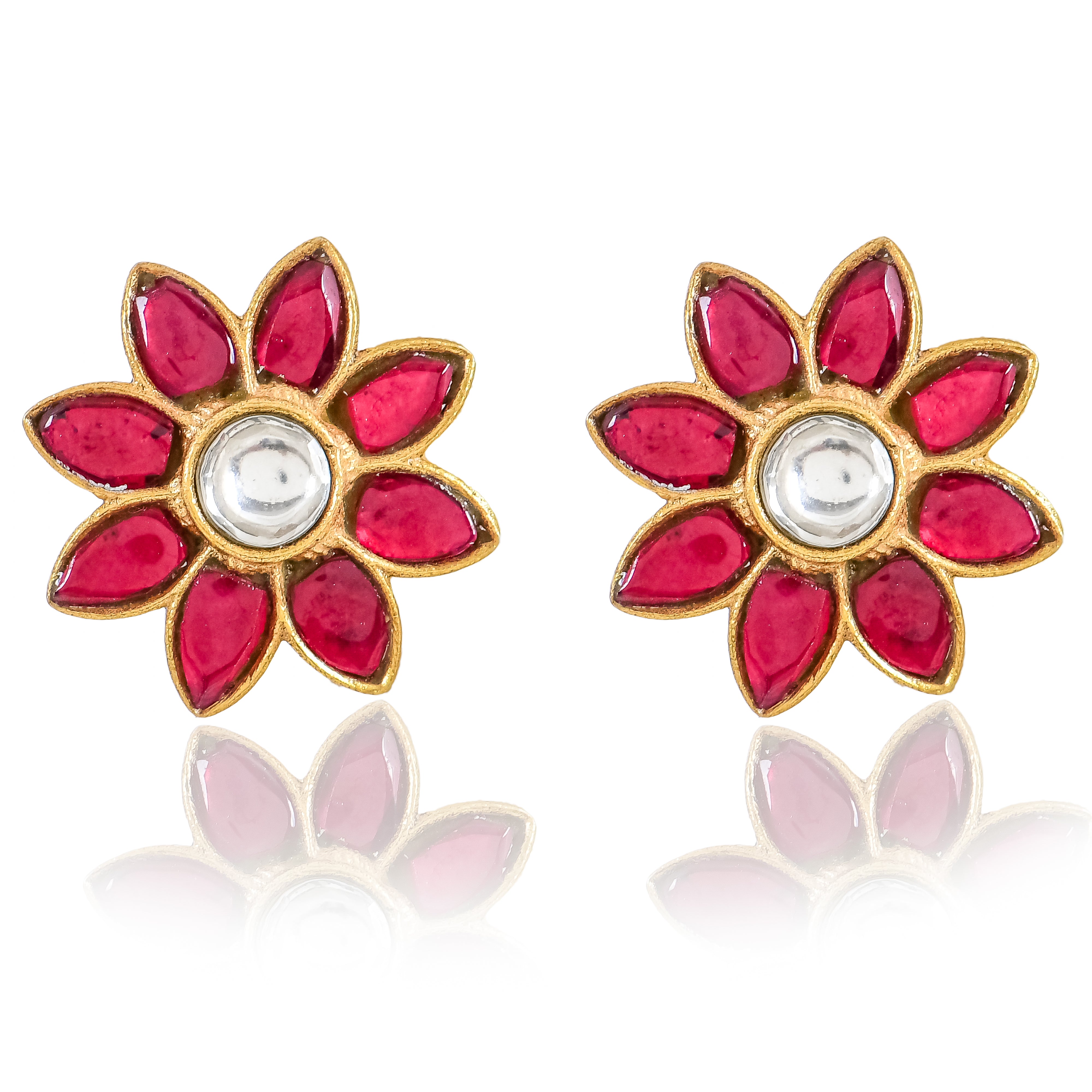 Blossom Pink Kundan Studs