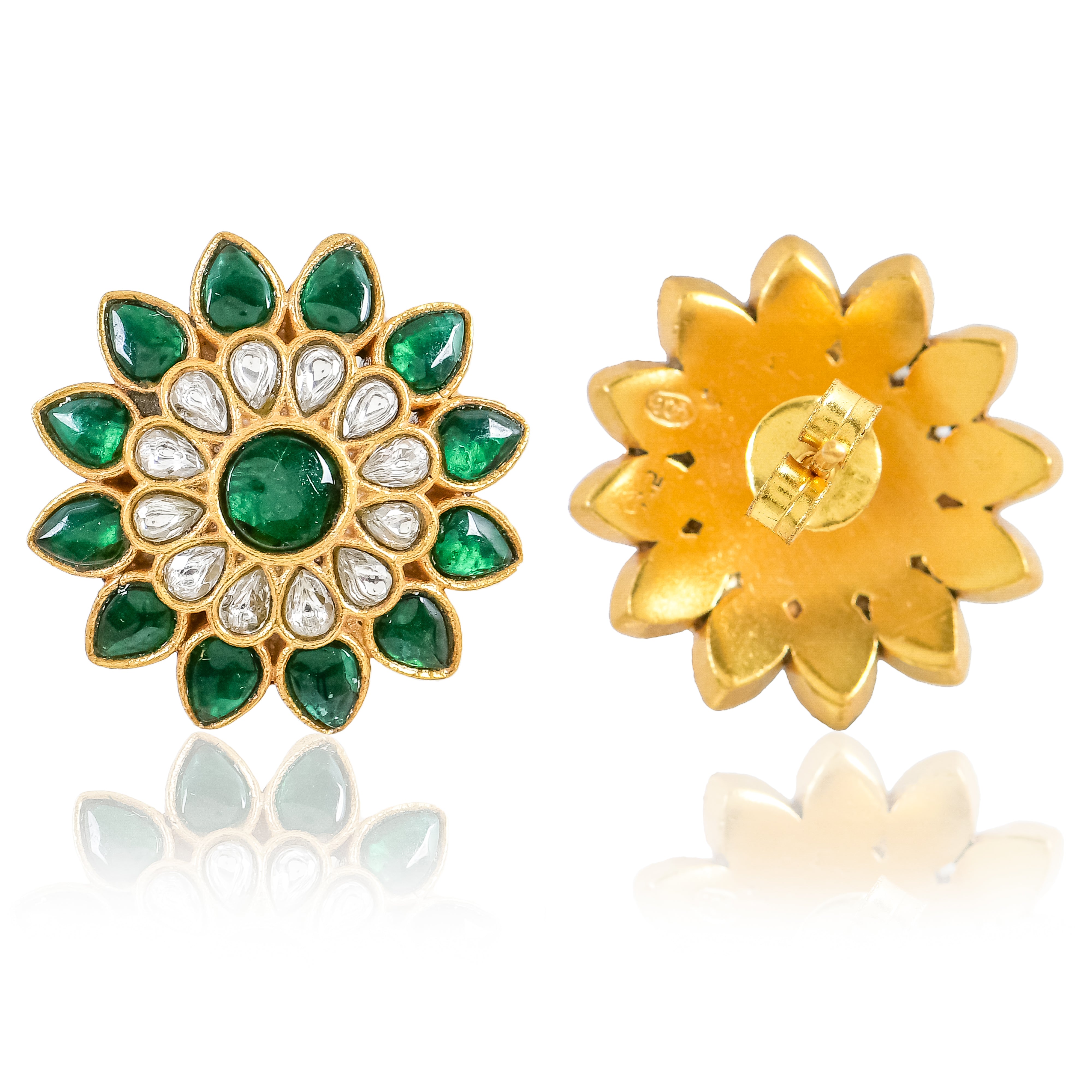 Green Bloom Kundan Earrings