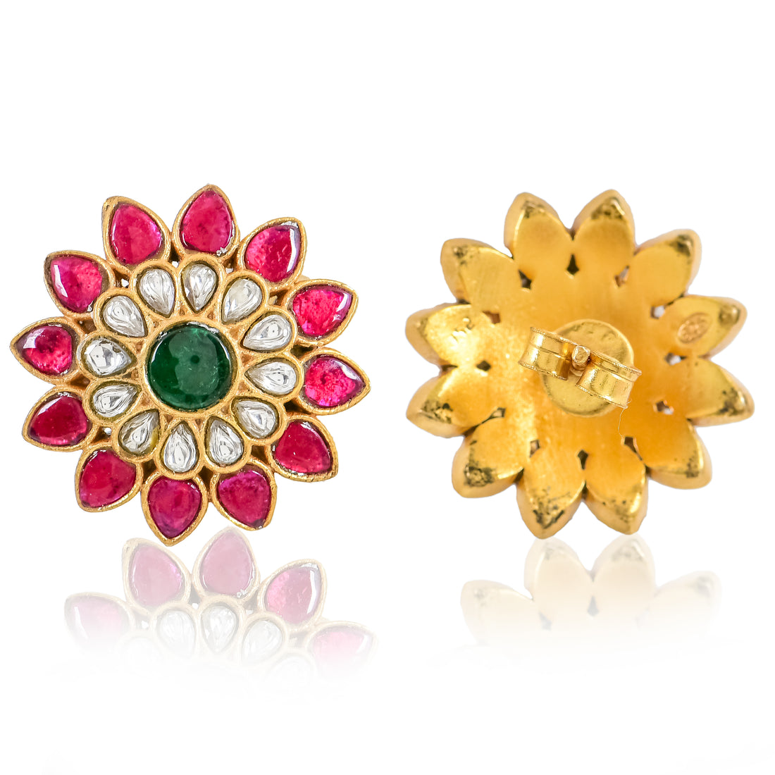 Pink Bloom Kundan Earrings