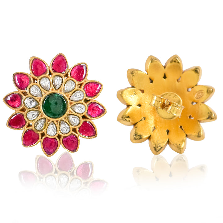Pink Bloom Kundan Earrings