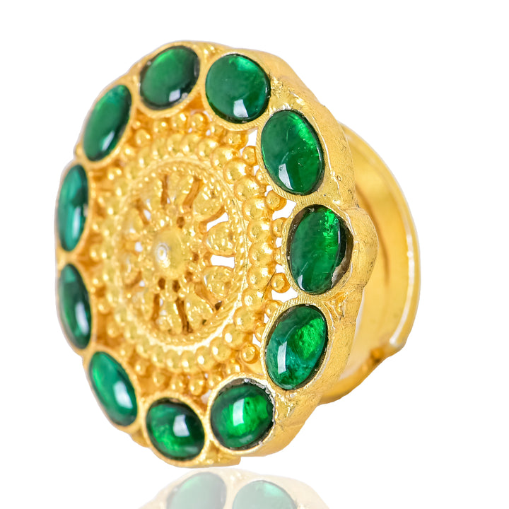 Emerald Glow Adjustable Ring