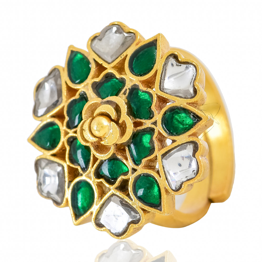 Emerald Petal Adjustable Ring