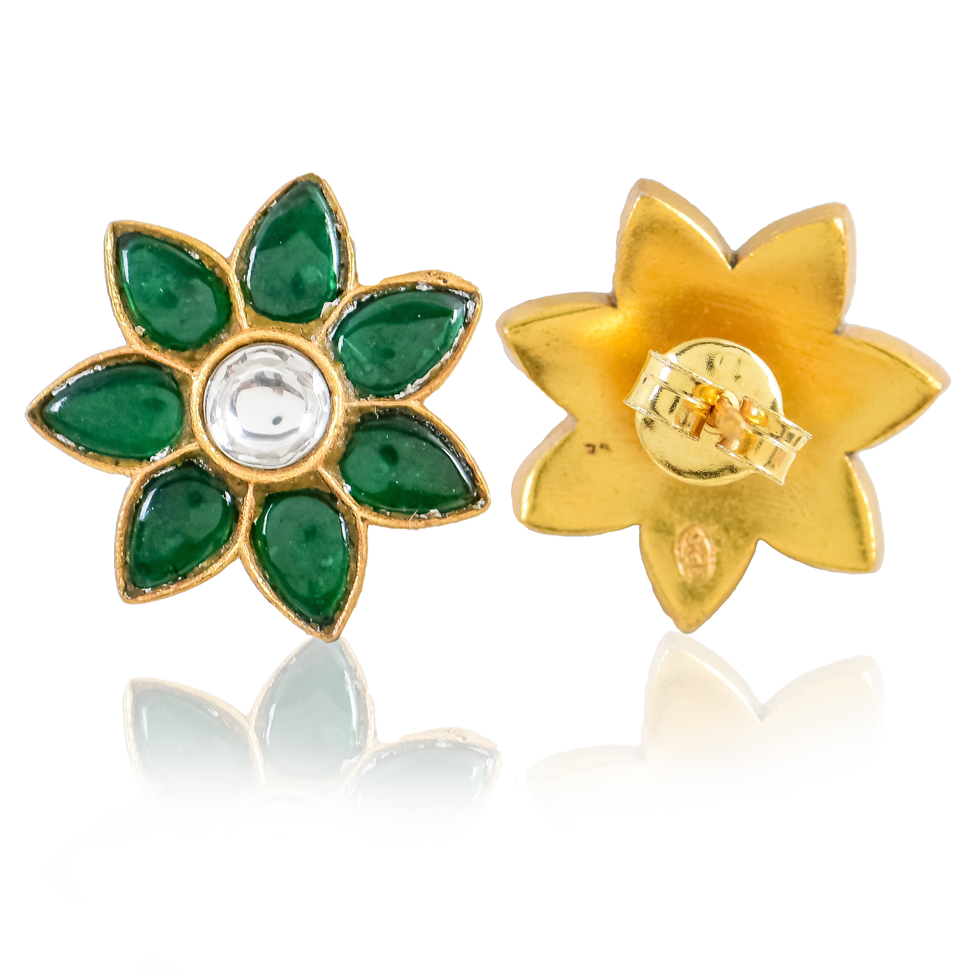 Blossom Green Kundan Studs