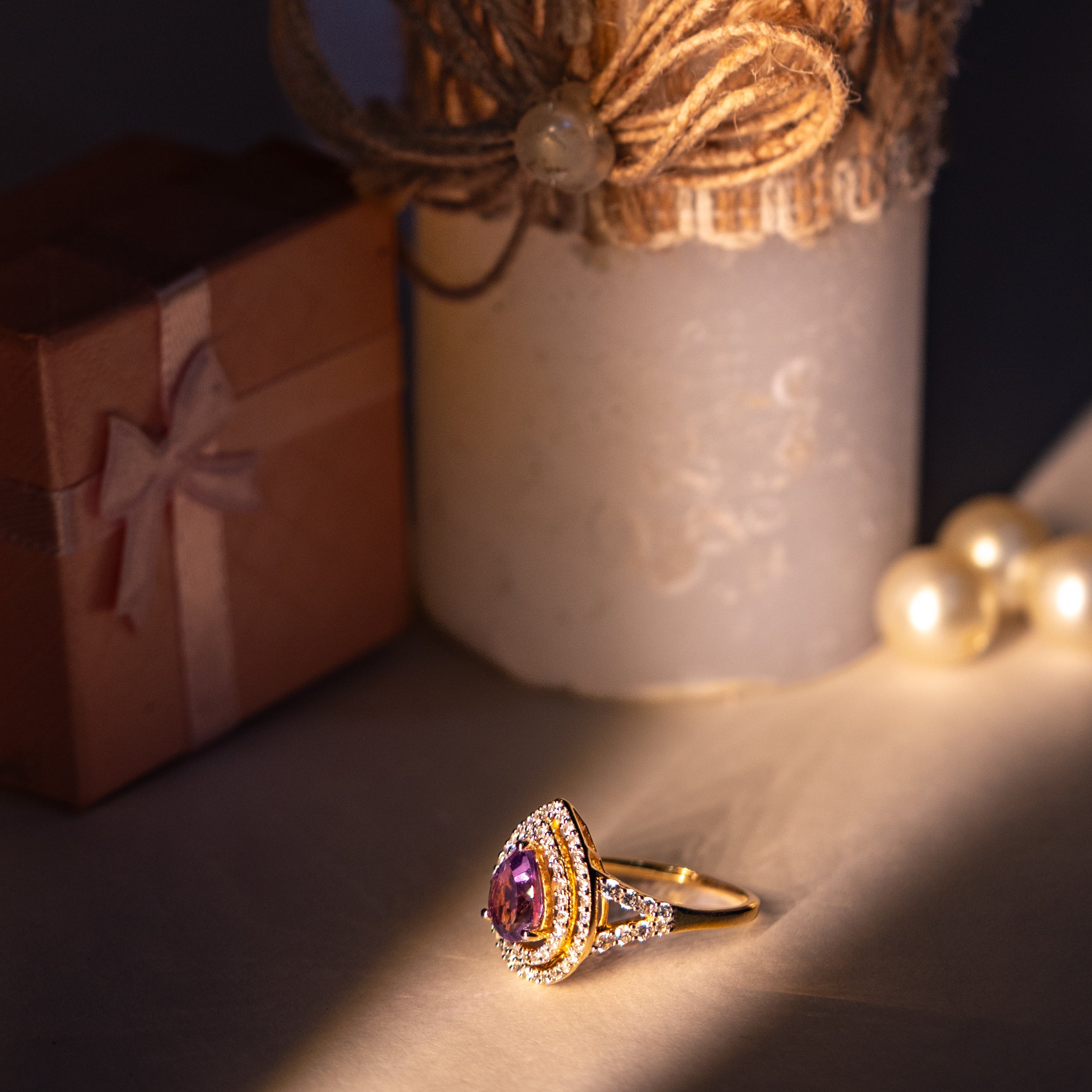 Vintage Amethyst Drop Ring