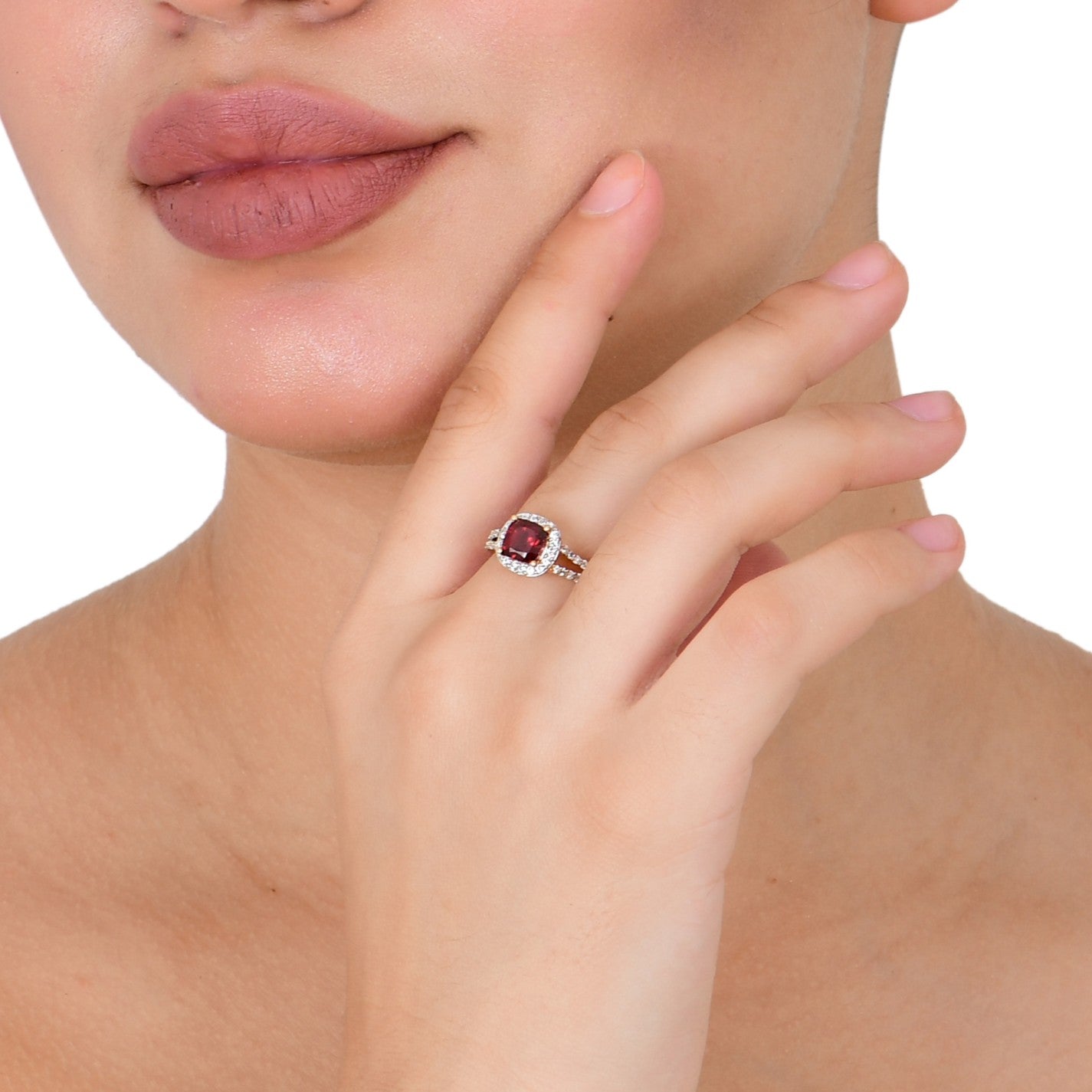 Classic Garnet Halo Ring