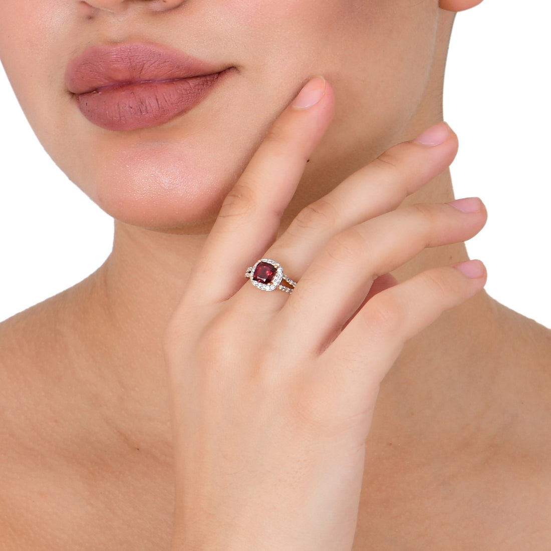 Classic Garnet Halo Ring