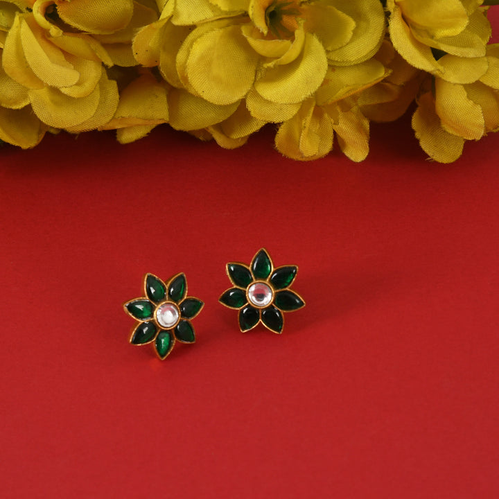 Blossom Green Kundan Studs