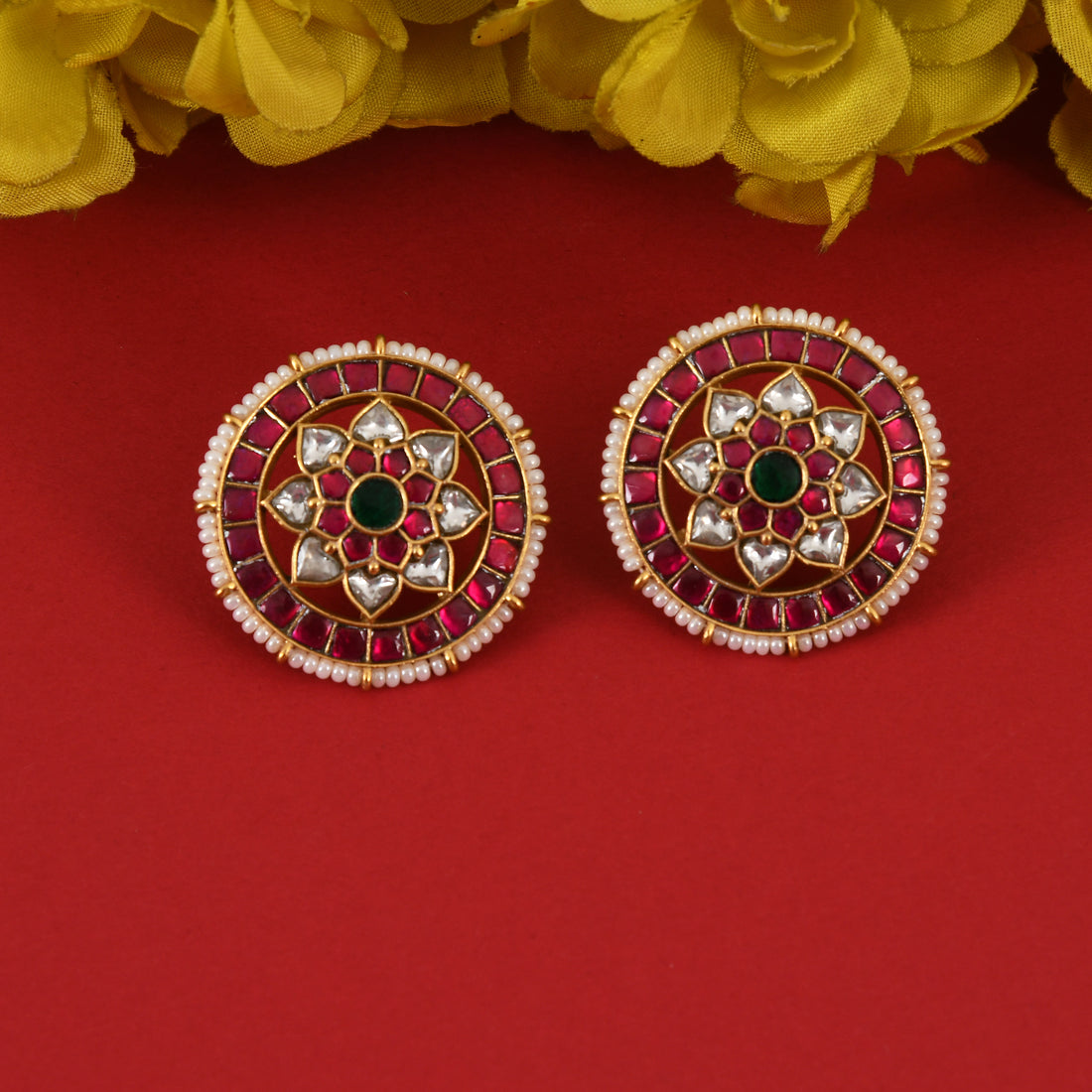 Classic Round Kundan Earrings