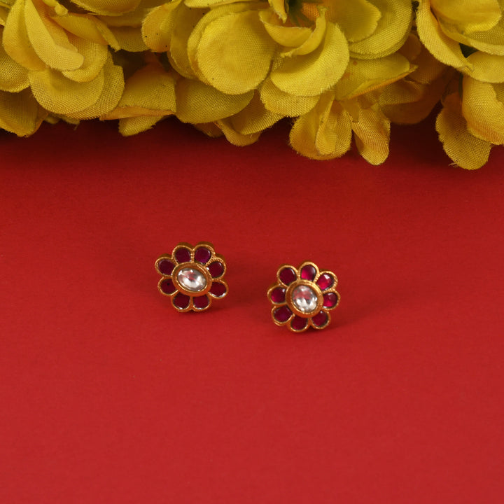 Lotus Charm Kundan Studs