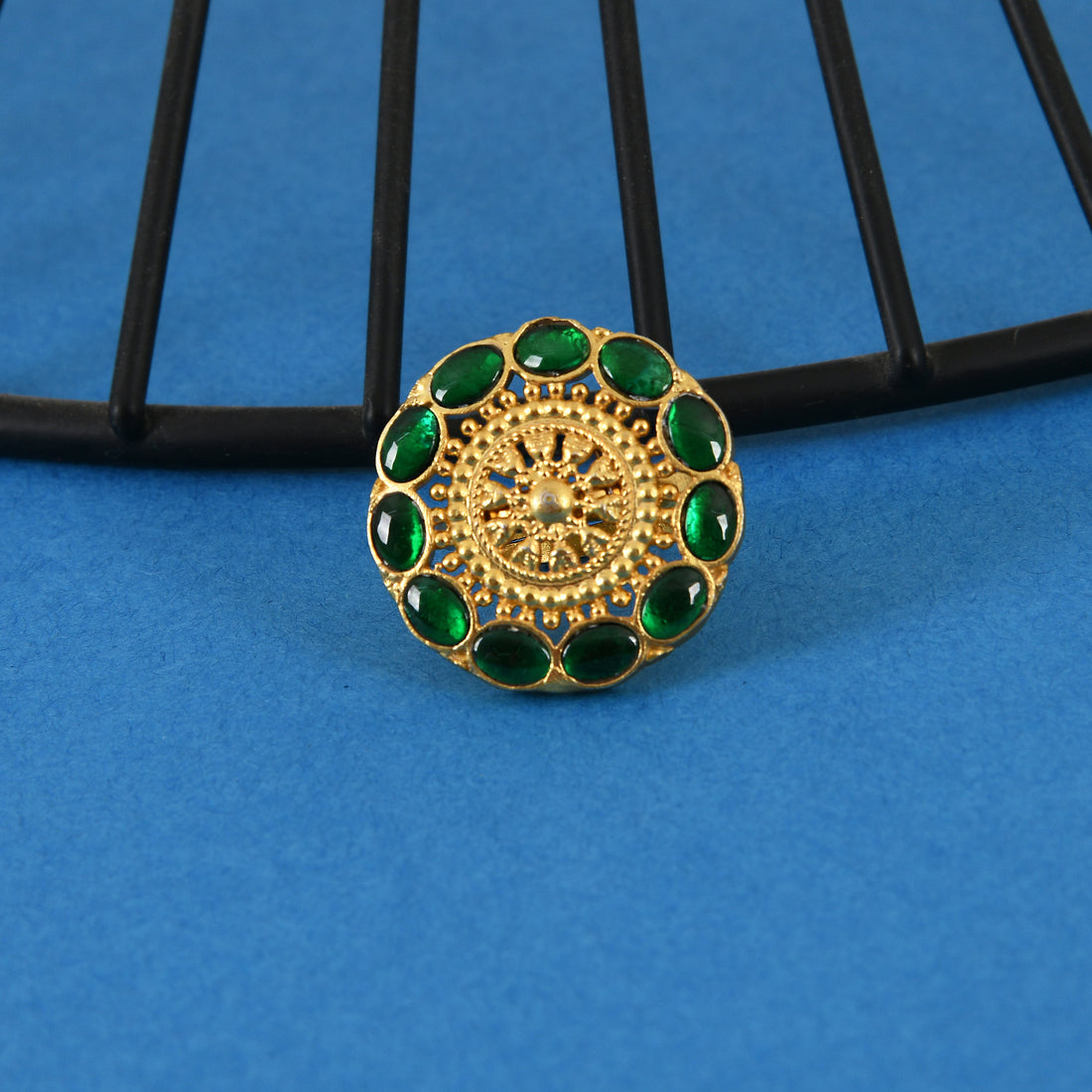Emerald Glow Adjustable Ring