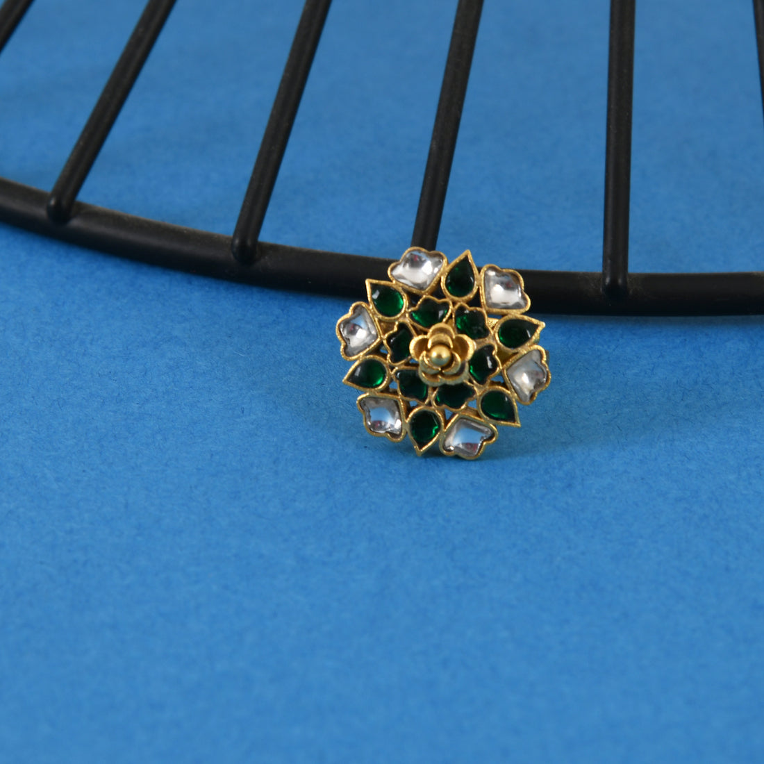 Emerald Petal Adjustable Ring