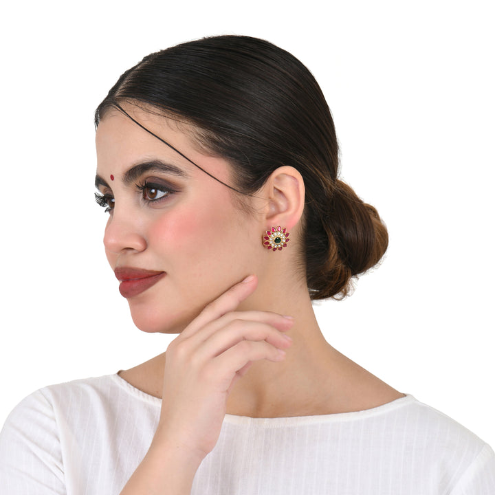 Pink Bloom Kundan Earrings