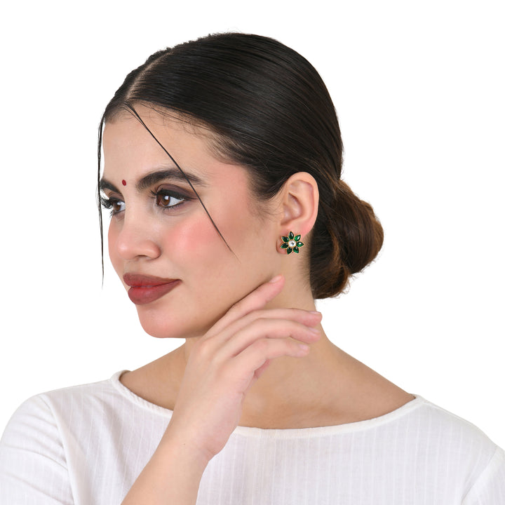Blossom Green Kundan Studs