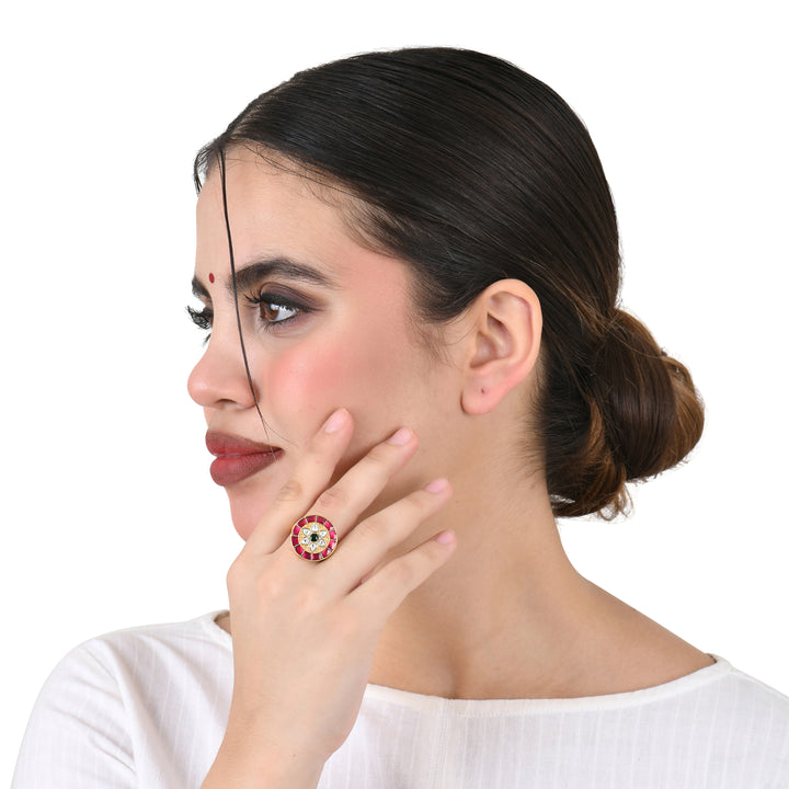 Divine Glow Adjustable Kundan Ring