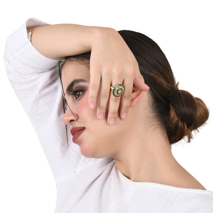 Green Aura Adjustable Ring
