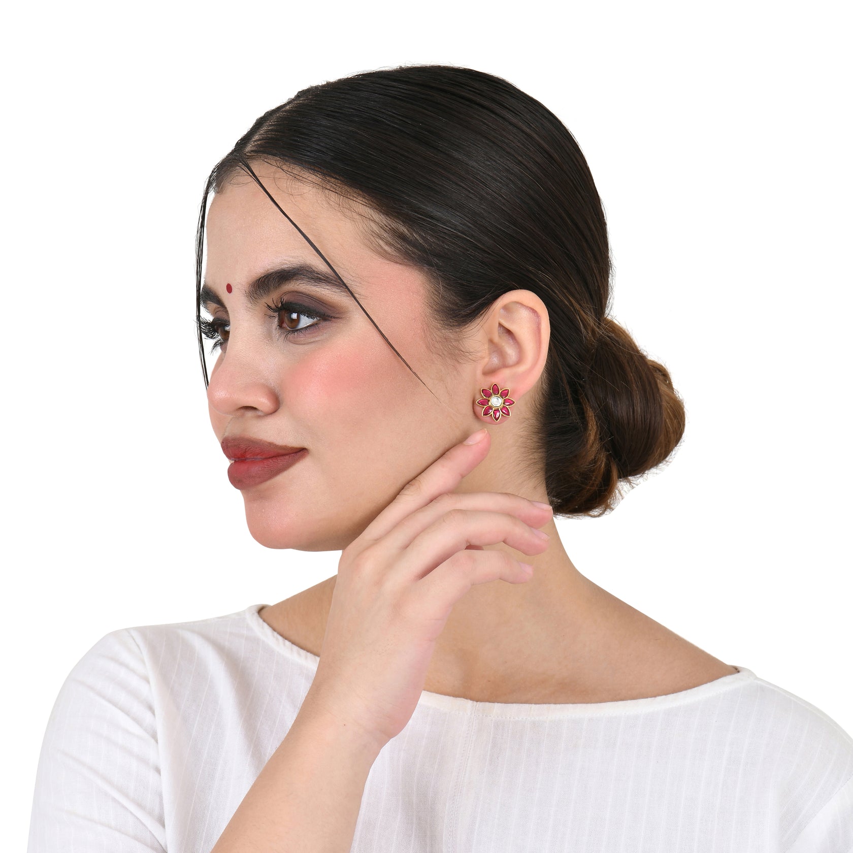 Blossom Pink Kundan Studs