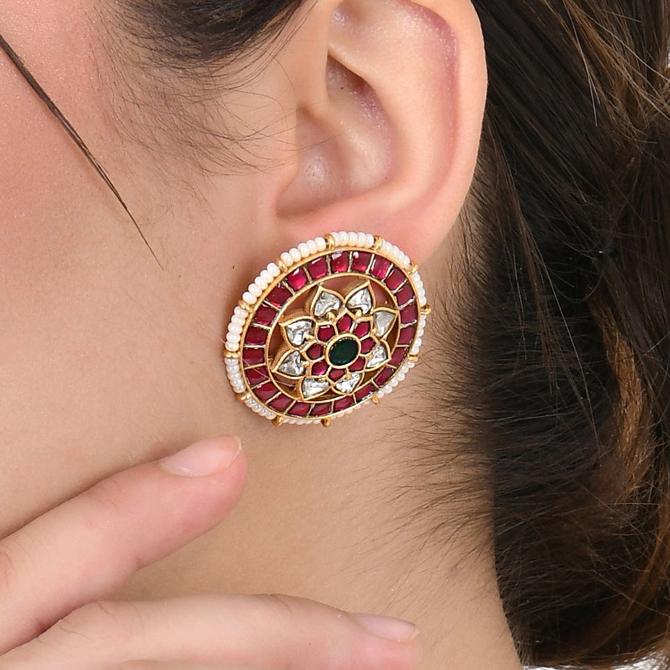 Classic Round Kundan Earrings