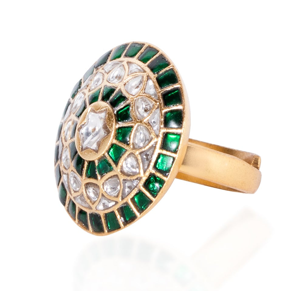 Green Aura Adjustable Ring