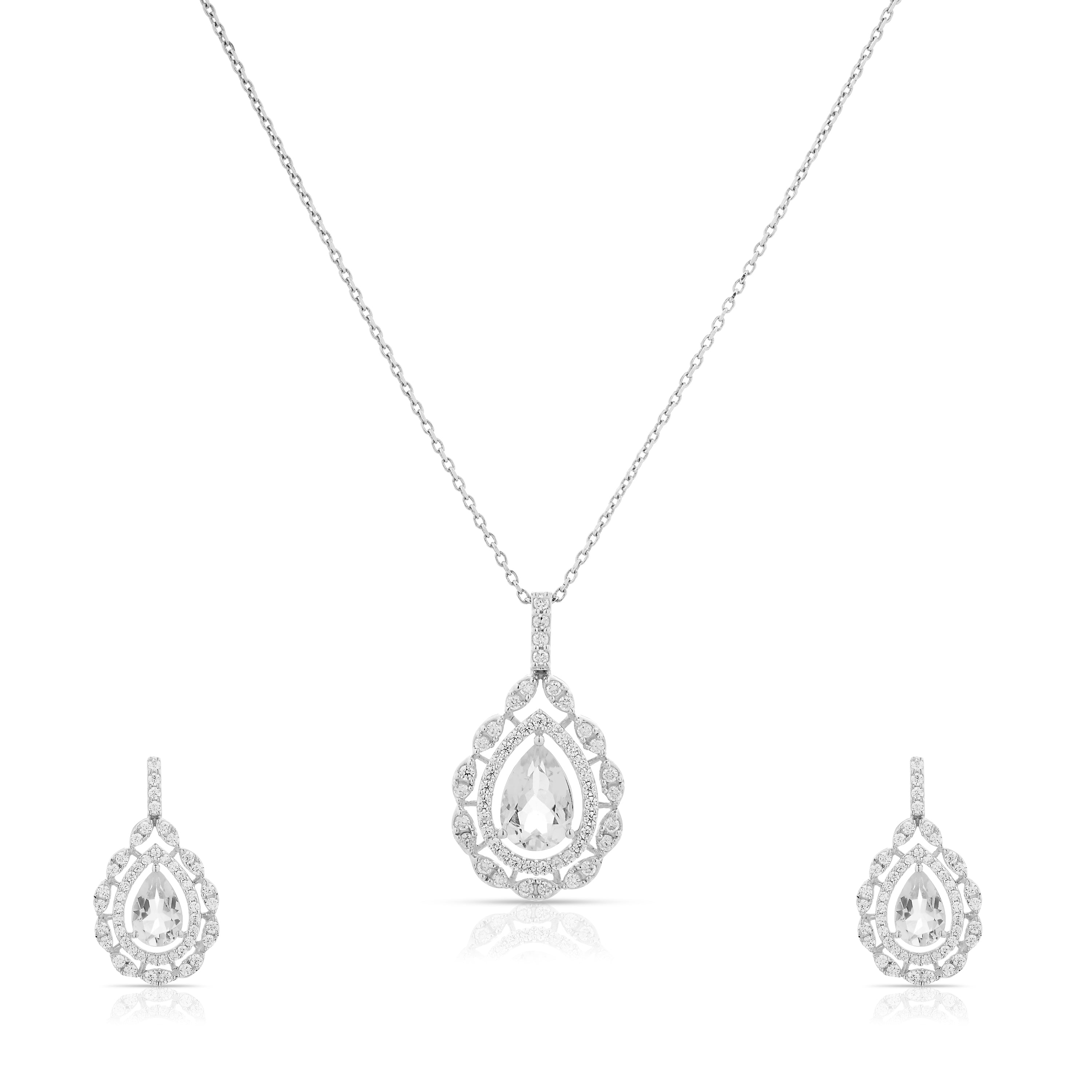 Diamond Drop Pendant Set