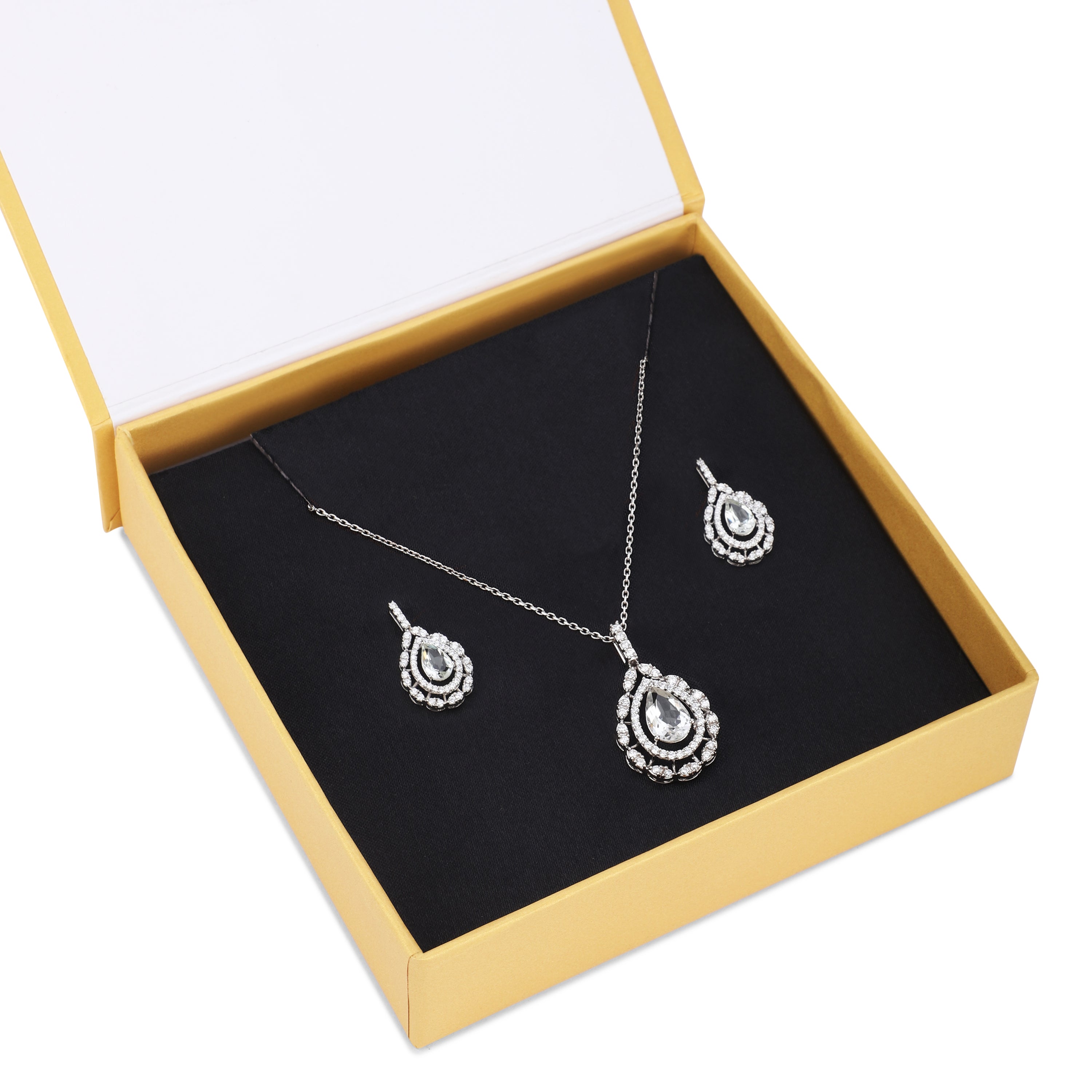 Diamond Drop Pendant Set