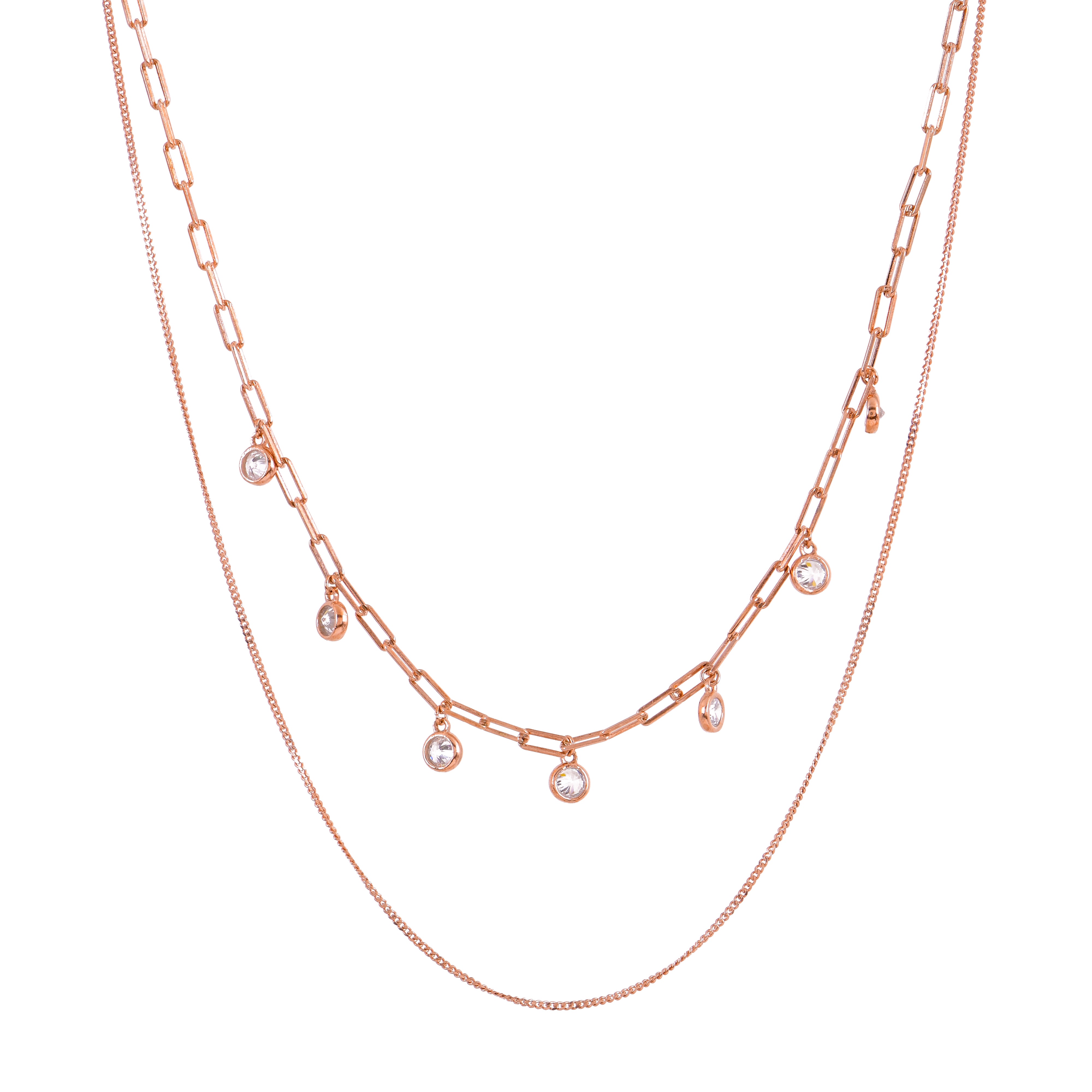 Rose Gold Dew Drop Duo Lariat