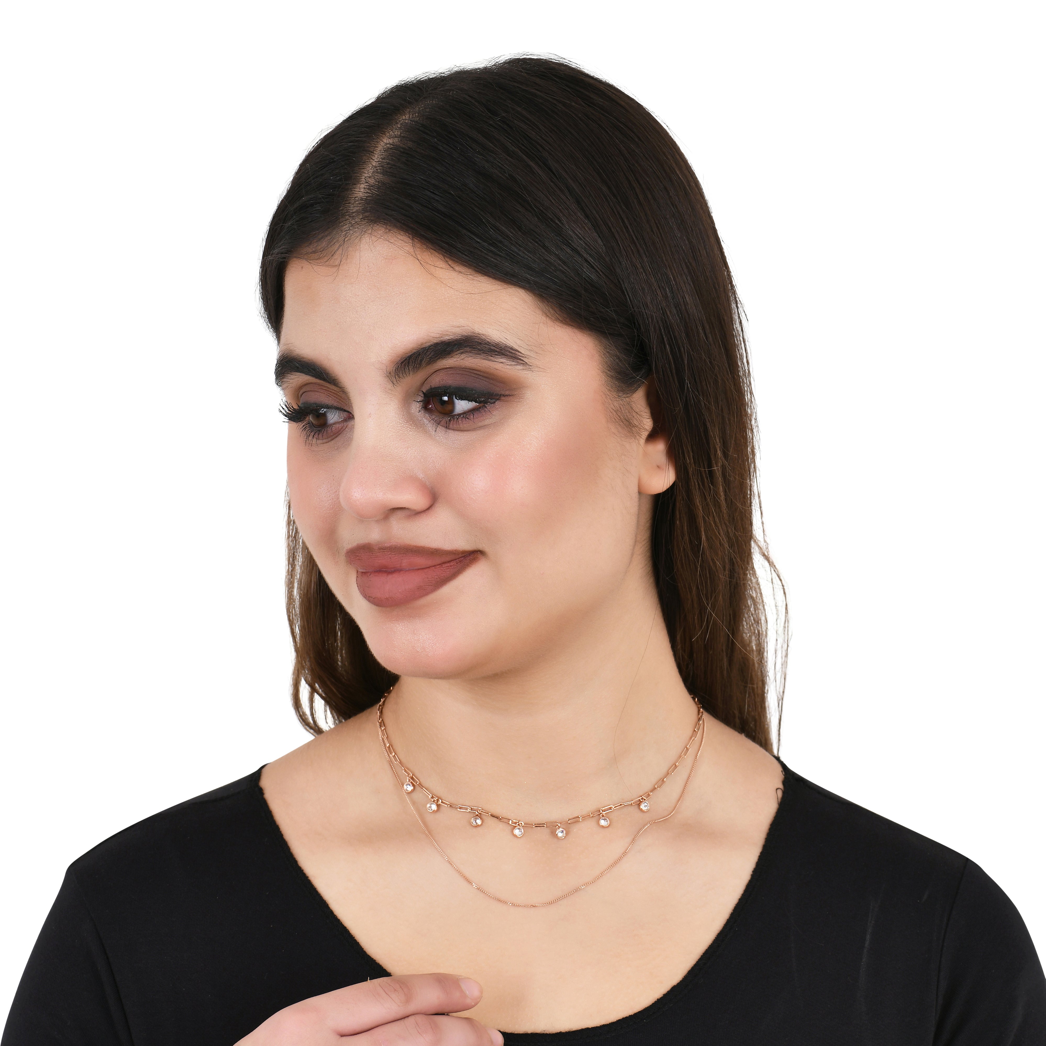 Rose Gold Dew Drop Duo Lariat