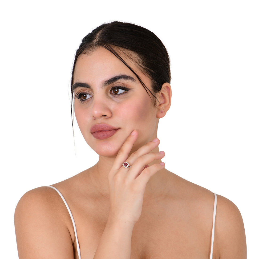 Classic Garnet Halo Ring