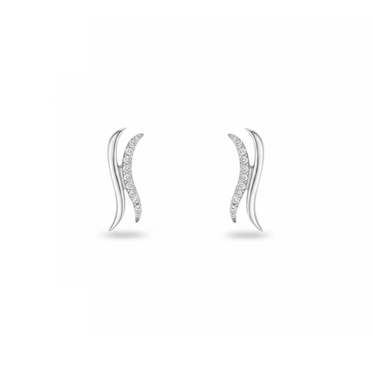 Silver Wave Stud Earrings