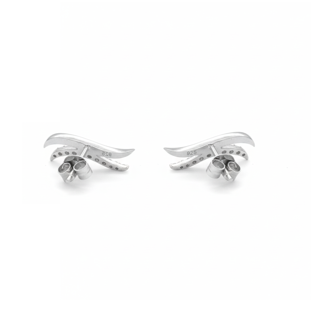 Silver Wave Stud Earrings