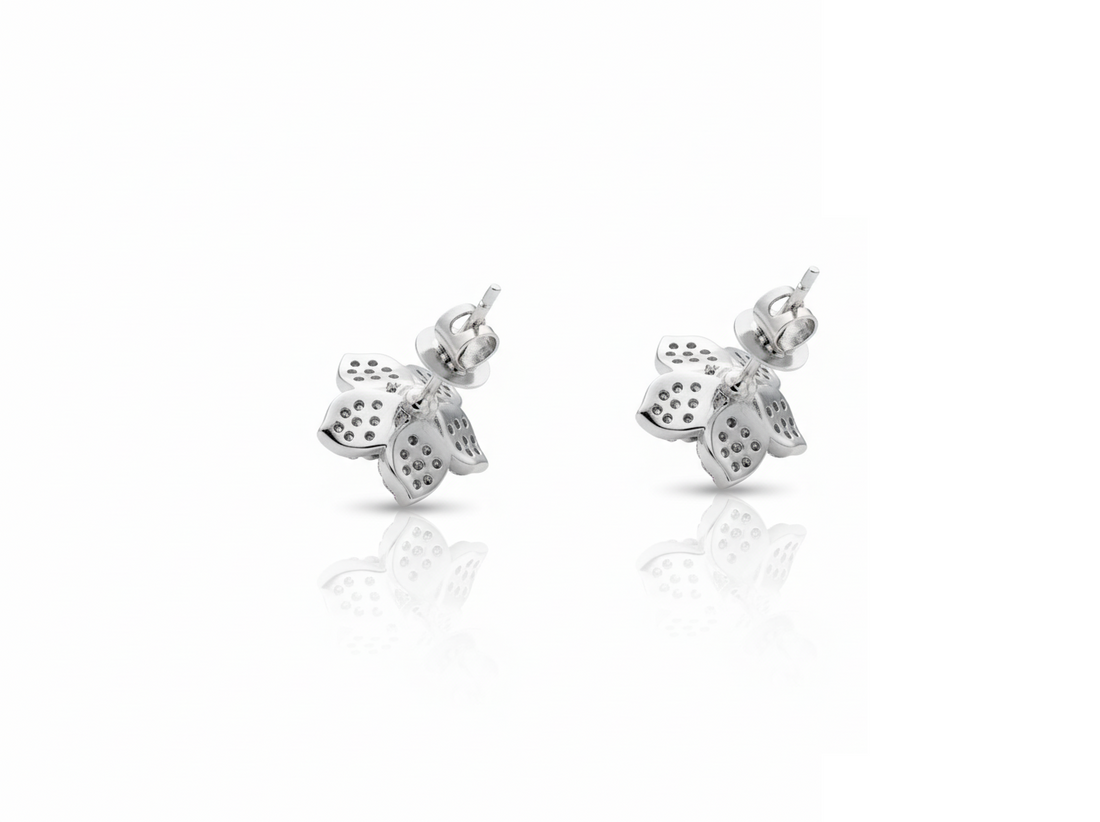 Silver Floral Stud Earrings