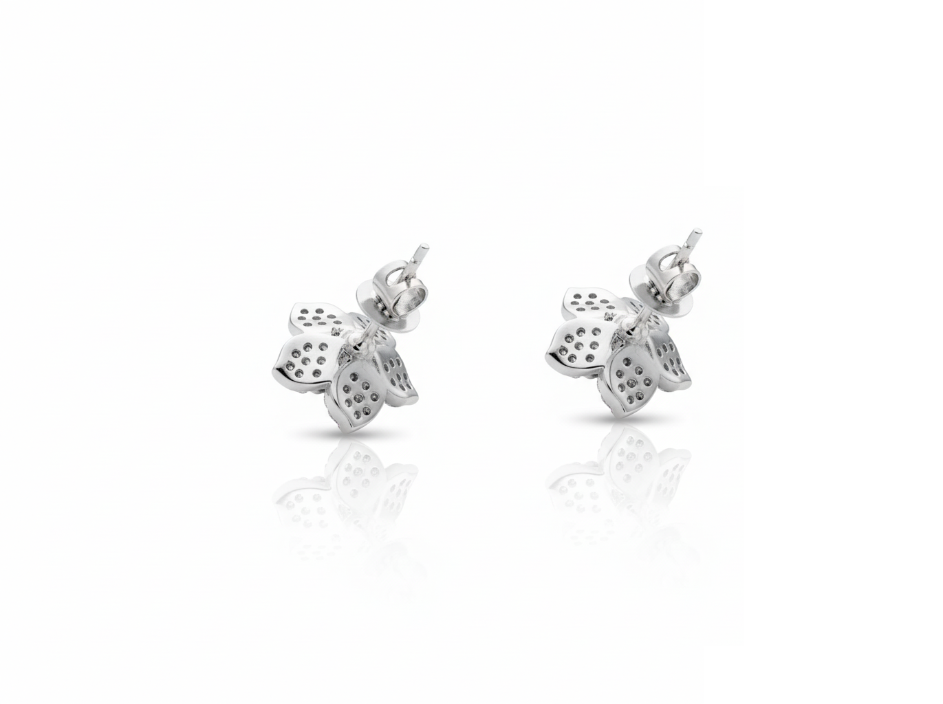 Silver Floral Stud Earrings