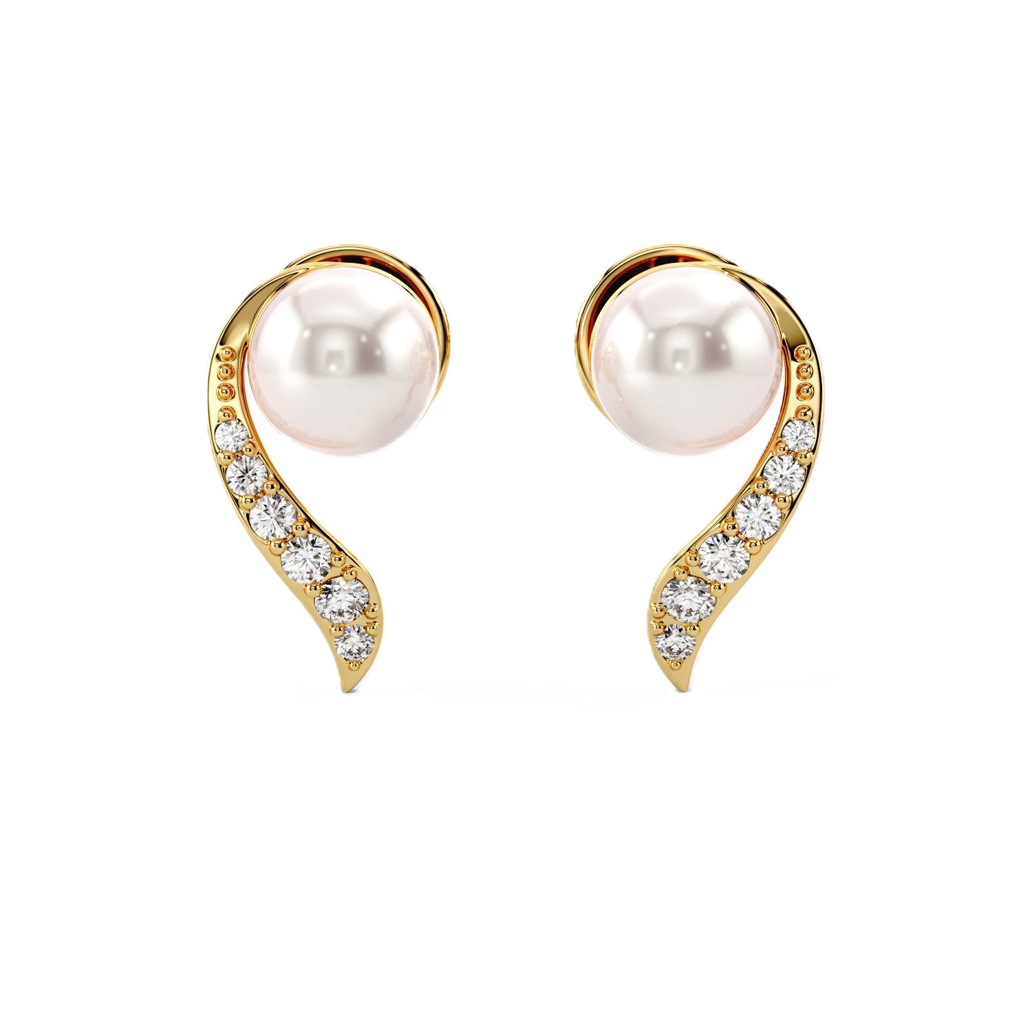 Pearl Wave CZ Earrings