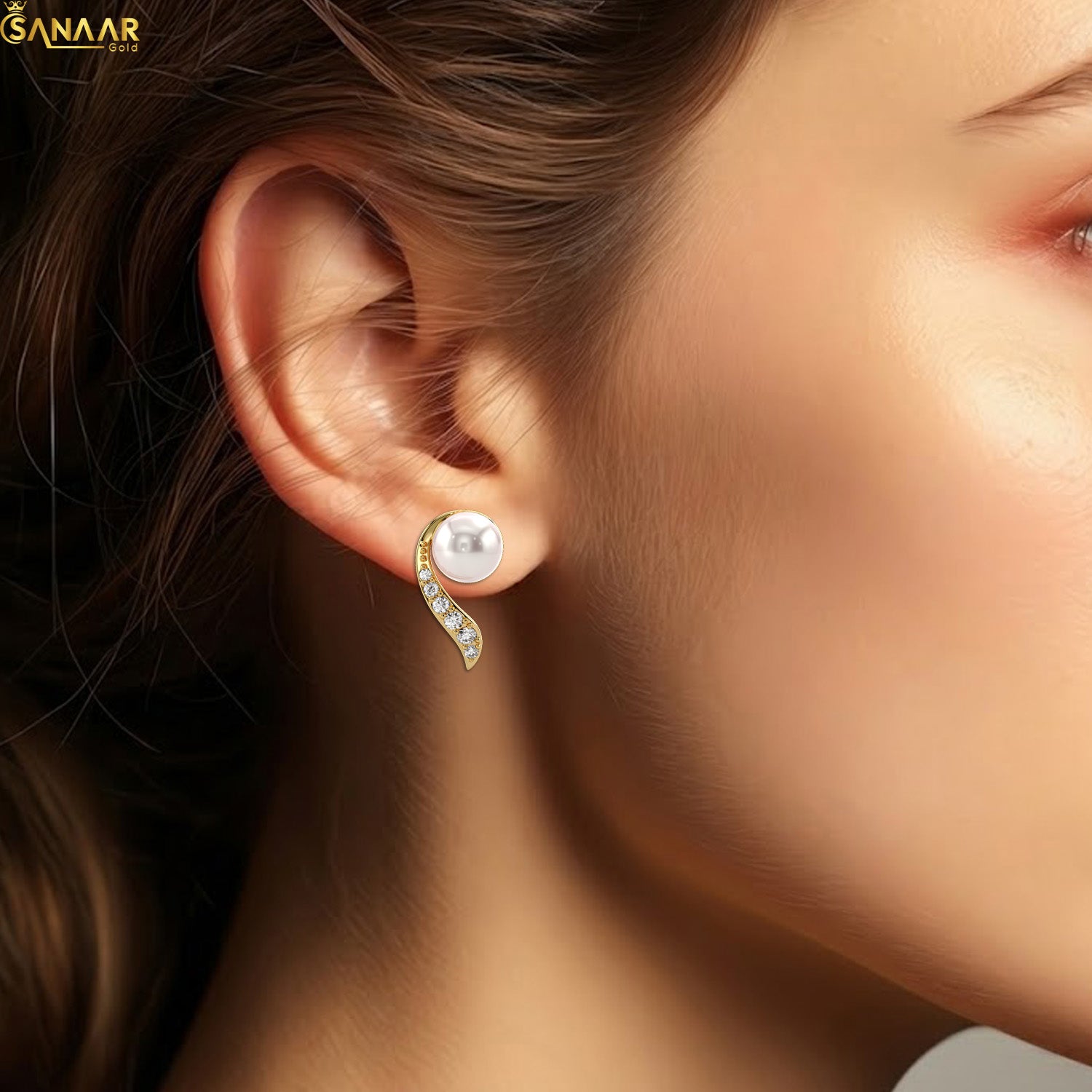 Pearl Wave CZ Earrings