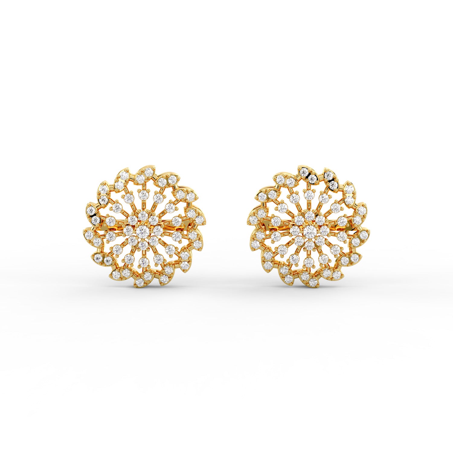 Floral Burst CZ Stud Earrings