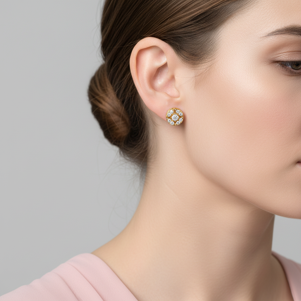 Floral Burst CZ Stud Earrings