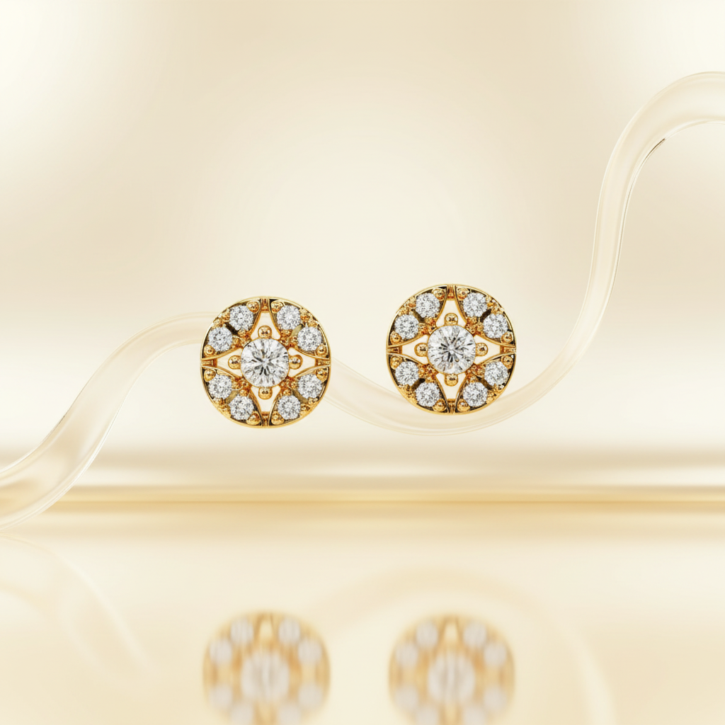 Floral Burst CZ Stud Earrings