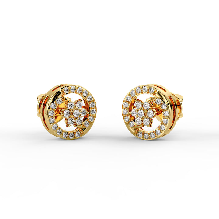 Floral Swirl CZ Stud Earrings