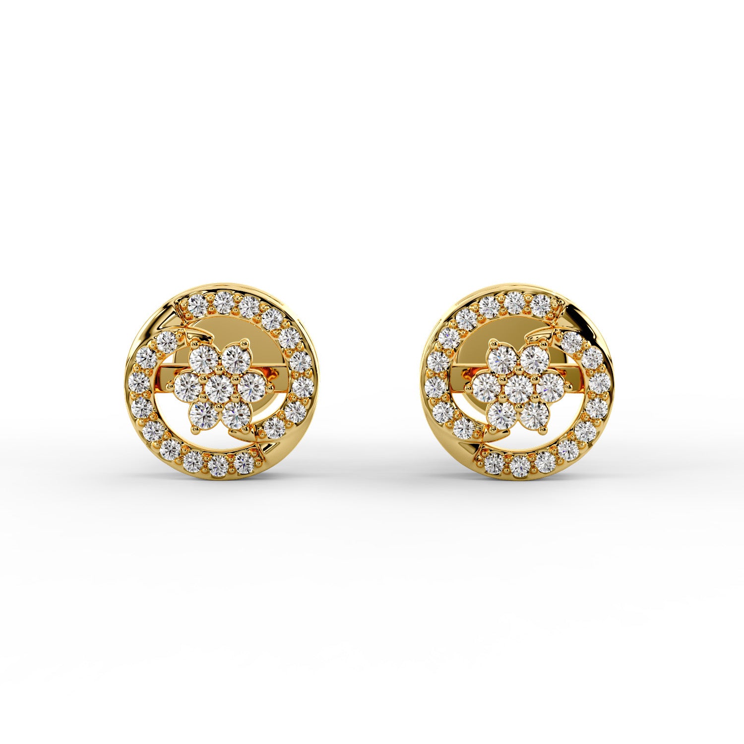 Floral Swirl CZ Stud Earrings