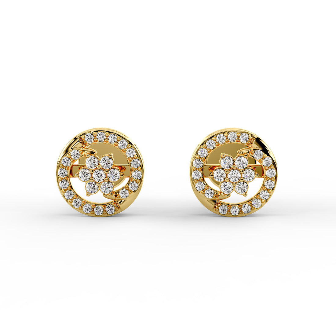 Floral Swirl CZ Stud Earrings