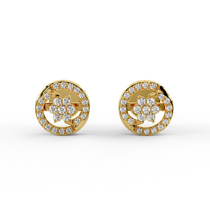Floral Swirl CZ Stud Earrings