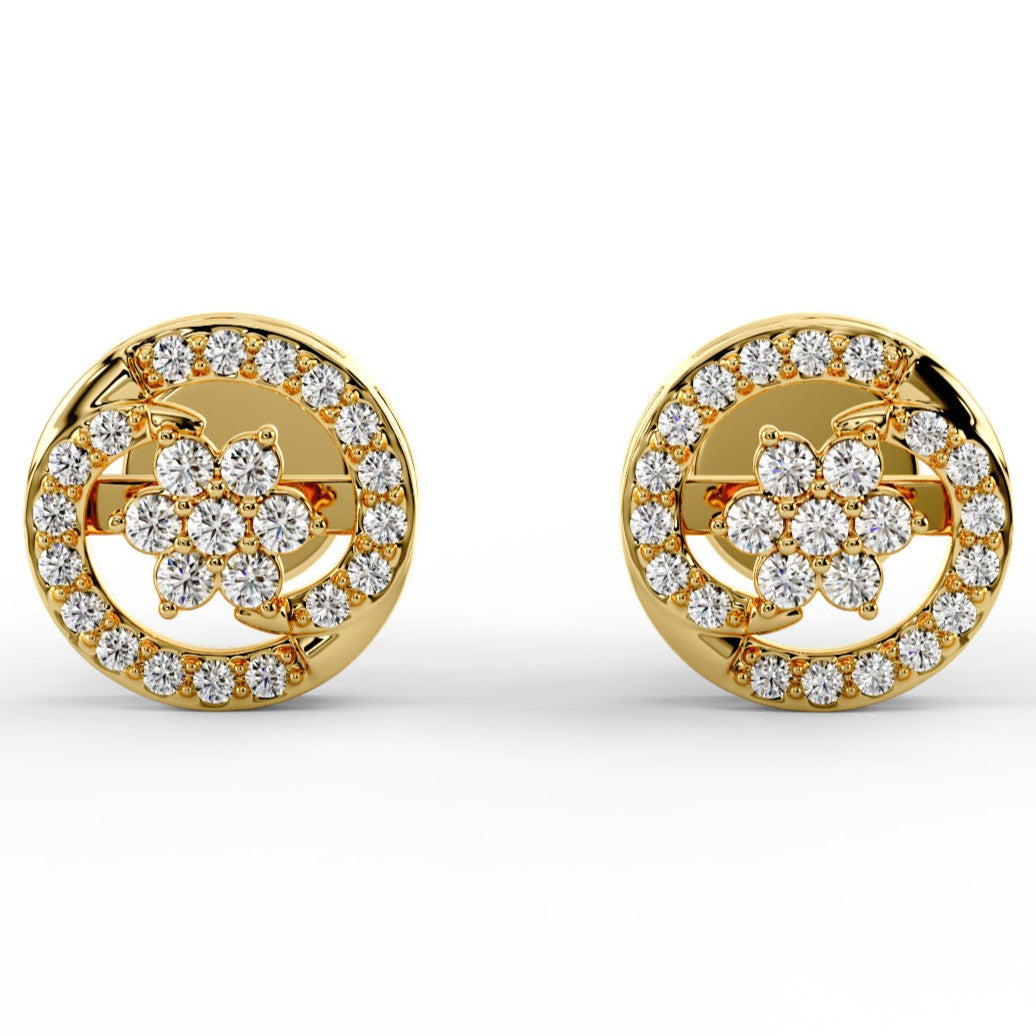Floral Swirl CZ Stud Earrings
