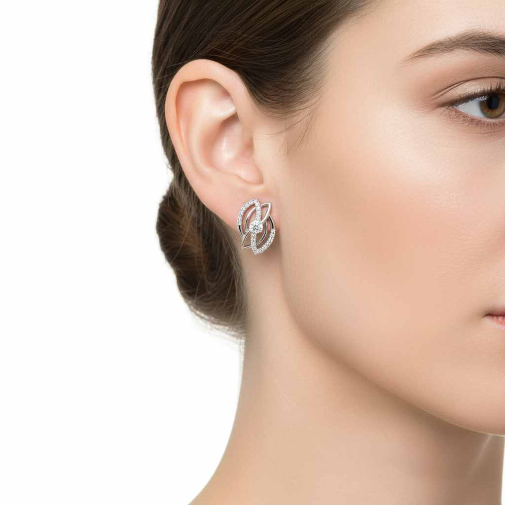 Silver T-Curves Earrings