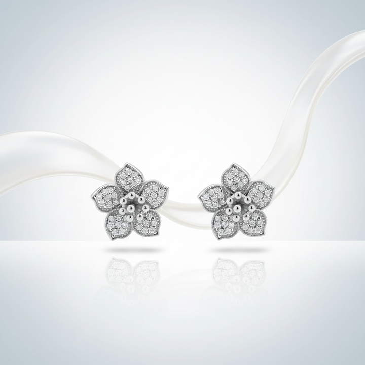 Silver Floral Stud Earrings